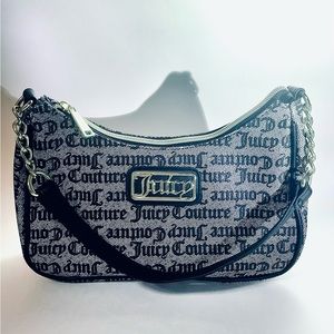 Y2K Juicy Couture Shoulder Bag with Gold Chains & Accents